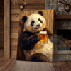 Maxcorners Funny Panda Canvas Wall Art - Beer Drinking Panda Humor Print