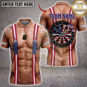 Maxcorners Darts Funny Body Flag Suspenders Dartboard Personalized Name 3D Unisex Shirt