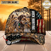 Maxcorners Dog Hunting And Duck Hunting Dog Marsh Camo American Flag Personalized Name 3D Cap