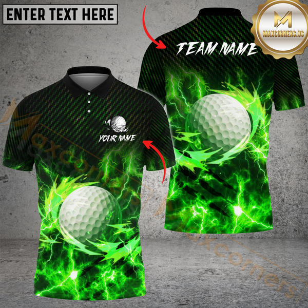 Maxcorners Golf Thunderbolt Multicolor Customized Name, Team Name 3D Shirts