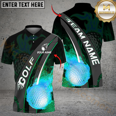 Maxcorners Fireball Swing Golf Shirt, Customized Name & Team Name 3D Shirts (4 Colors)
