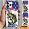 Maxcorners Fishing American Flag Nautical Sketch Style Personalized Name Phone Case (10 Fish Species)
