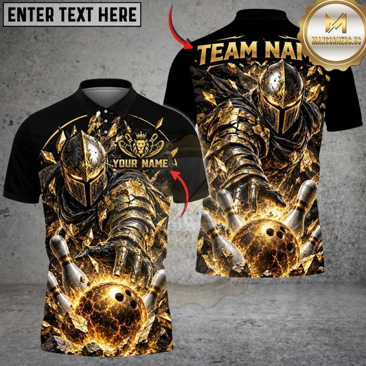 Maxcorners Bowling Dark Knight Warrior Heavy Armor Pins Strike Artwork Multicolor Customized Name, Team Name 3D Shirts