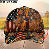 Maxcorners Deer Hunting American Flag Camouflage Pattern Multicolor Personalized Name 3D Cap