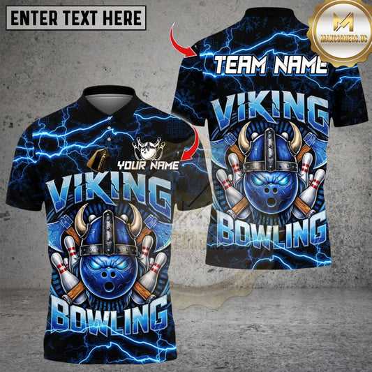 Maxcorners Thunder Viking Bowling Multicolor Customized Name, Team Name 3D Shirts