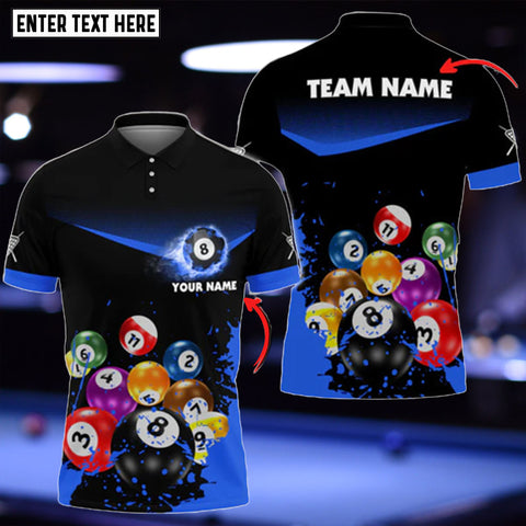 Maxcorners Billiards 8 Ball Abstract Grunge Texture Personalized Name 3D Shirt