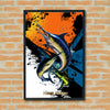 Maxcorners Marlin Fishing Pop Art Grunge Splash Design Personalized Name 3D Poster