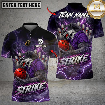 Maxcorners Bowling & Pins Thunder Werewolf Customized Name, Team Name 3D Shirt (6 Colors)