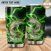 Maxcorners Fishing Tumbler Black Neon Green Thunder Design Personalized Name Tumbler (13 Species)