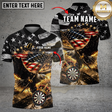 Maxcorners Darts Patriotic King American Eagle Personalized Name Shirt