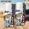 Maxcorners Fishing Tumbler White Patriotic Flag Stripe Design Personalized Name Tumbler (13 Species)