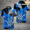 Maxcorners Darts Flaming Dartboard Grunge Dot Design Personalized Name, Team Name Unisex Shirt (4 Colors)