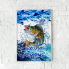 Maxcorners Walleye Fishing Ocean Camo Splash Design Personalized Name 3D Poster