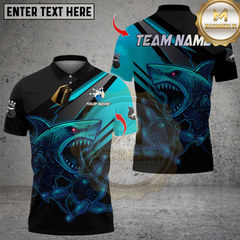 Maxcorners Bowling Shark Cyber Style Multicolor Customized Name, Team Name 3D Shirts