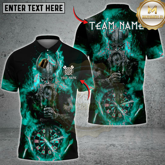 Maxcorners Darts Flame Viking Warrior With Dartboard Multicolor Customized Name, Team Name 3D Shirts