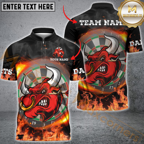 Maxcorners Darts Bullseye Multicolor Option Customized Name, Team Name 3D Polo Shirt