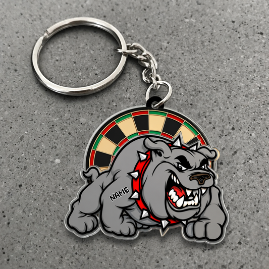 Maxcorners Darts Personalized Bulldog 3D Keychain And Ornament