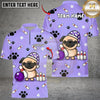Maxcorners Bowling Pug Lover Multicolor Customized Name, Team Name 3D Shirts