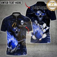 Maxcorners Bowling Flame Skull Multicolor Customized Name, Team Name 3D Shirt