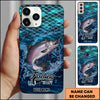 Maxcorners Fishing Phone Case Fish Scale Pattern Splash Design Personalized Name 3D Phone Case (10 Fish Species)