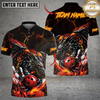 Maxcorners Bowling & Pins Flame Aura Dragon Customized Name, Team Name 3D Shirt (4 Colors)