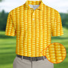 Maxcorners Realistic Sweet Corn Cob Print Design Golf Shirt, Women's Golf Shirt, Hawaiian Golf Shirt, Golf Polo For Women LM1507