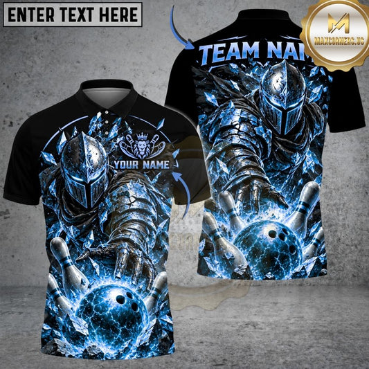Maxcorners Bowling Dark Knight Warrior Heavy Armor Pins Strike Artwork Multicolor Customized Name, Team Name 3D Shirts