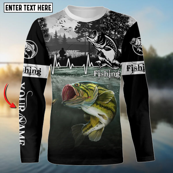 Maxcorners Largemouth Bass Fishing Customize Name 3D Shirt