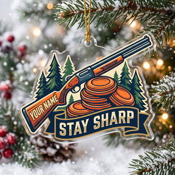 Maxcorners Clay Shooting Stay Sharp Shotgun And Clay Targets Customized Name 3D Keychain And Ornament