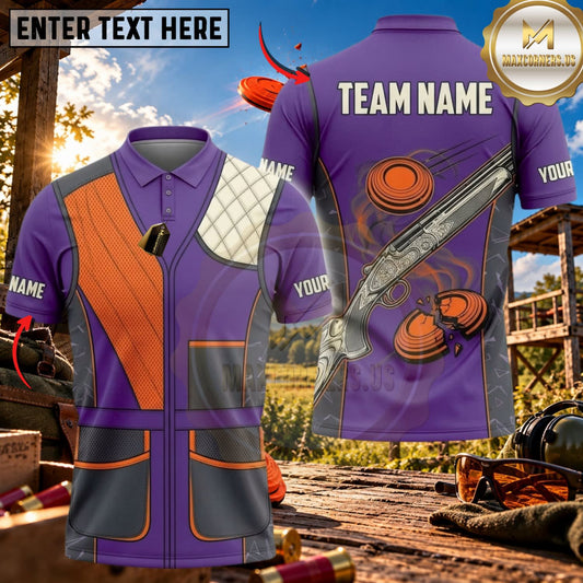 Maxcorners Clay Shooting Performance Vest Shotgun Clay Target Multicolor Customized Name Team Name 3D Shirts (4 Colors)