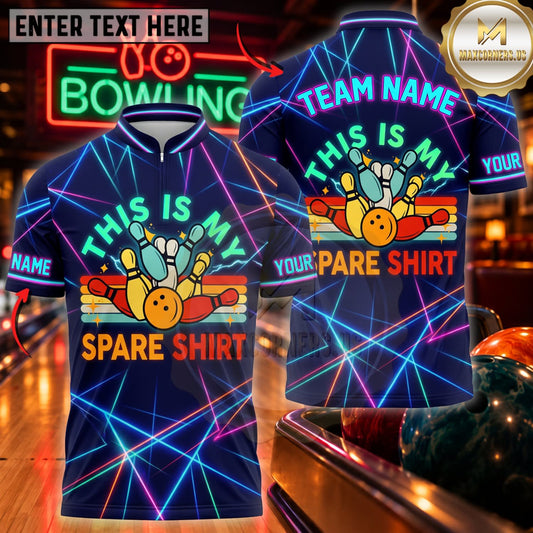 Maxcorners Bowling This Is My Spare Shirt Funny Bowling Pins Personalized Name 3D Unisex Shirt