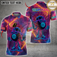 Maxcorners Billiards Neon 8-Ball Pool King Personalized Name, Team Name 3D Shirt
