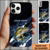 Maxcorners Fishing Phone Case Hexagon Tech Pattern Blue Splash Personalized Name Phone Case (8 Fish Species)
