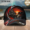 Maxcorners Fishing Skull Angler Red Wave Personalized 3D Cap
