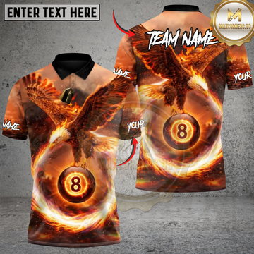 Maxcorners Rise of the Fire King 8 Ball Billiards Multicolor Customized Name, Team Name 3D Shirt