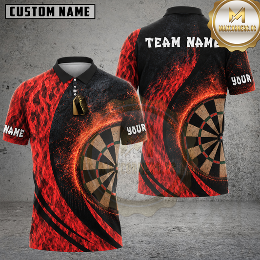 Maxcorners Darts Blazing Flame Dartboard Multicolor Customized Name, Team Name 3D Shirts