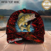 Maxcorners Fishing Red Flame Water Splash Personalized Name 3D Cap (12 Fish Species)