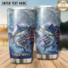 Maxcorners Fishing Tumbler Cloudy Blue Watercolor Design Personalized Name Tumbler (13 Species)
