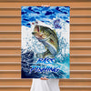 Maxcorners Largemouth Bass Fishing Ocean Camo Splash Design Personalized Name 3D Poster