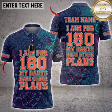 Maxcorners Darts Dark Blue I Aim For 180 My Darts Have Other Plans Personalized Name 3D Unisex Shirt