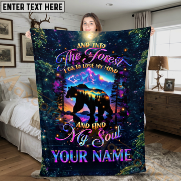 Maxcorners Into The Forest Bear Mountain Galaxy Personalized 3D Blanket