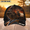 Maxcorners Hunting Orange Stripe Skull Archer and Deer Sunset Design Personalized 3D Cap