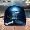 Maxcorners Fishing Midnight Blue Cross Galaxy Splash Personalized Name 3D Cap (12 Fish Species)