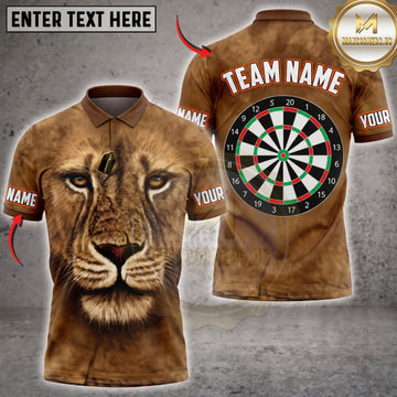 Maxcorners Darts Fierce Lion Face Classic Dartboard Personalized Name 3D Unisex Shirt