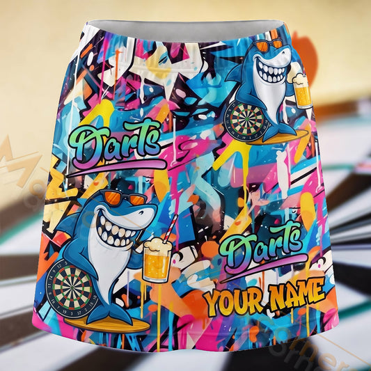 Maxcorners Darts Graffiti Darts Party Personalized 3D Skort, Skirts With Shorts