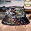 Maxcorners Fishing American Flag Lightning Metal Scale Personalized 3D Bucket Hat (13 Fish Species)