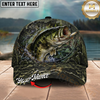 Maxcorners Fishing Mossy Camo Water Ring Personalized 3D Cap (12 Fish Species)