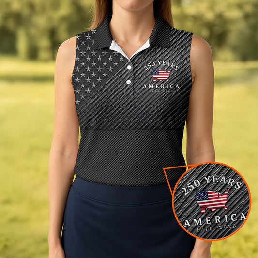 Maxcorners Black 1776-2026 America 250 Years Golf Polo Shirt, Women’s Golf Apparel, Printed Golf Shirt LM1507