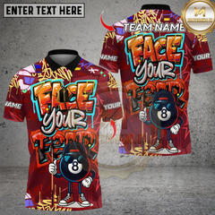 Maxcorners Billiard Graffiti Street Art 8 Ball Face Your Fear Multicolor Customized Name, Team Name 3D Shirt