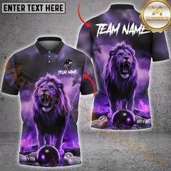 Maxcorners Fierce Lion Bowling Jersey Multicolor Options Personalized Name, Team Name 3D Polo Shirt